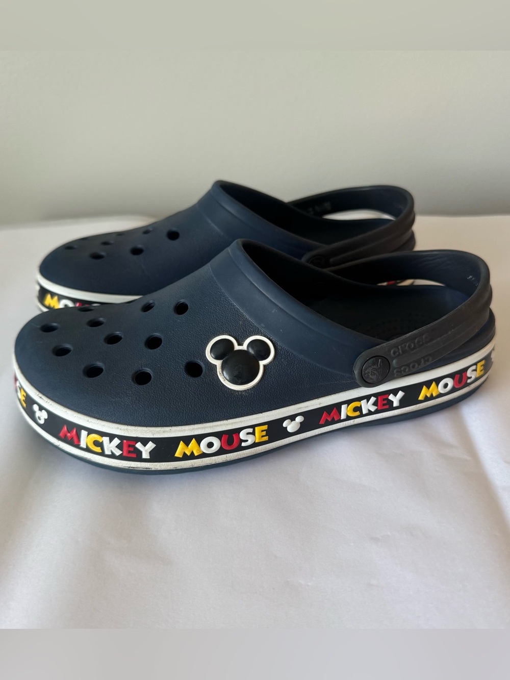 CROCS Size 9 Women’s Navy Blue Mickey Mouse Clogs Sandals